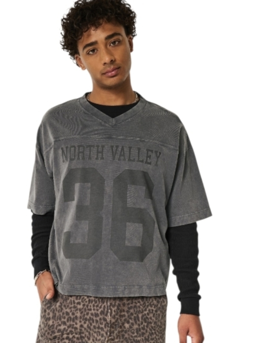 Hollister Heavyweight Baggy Crop Varsity Graphic Football Tee